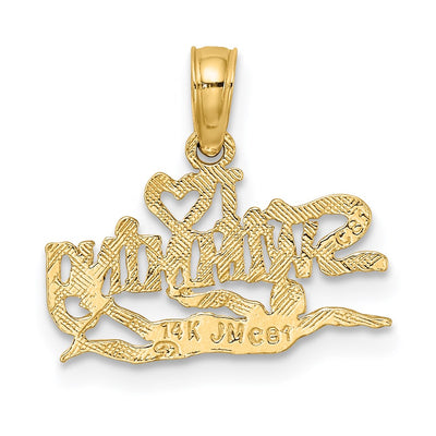 14K Polished I HEART SWIMMING Charm