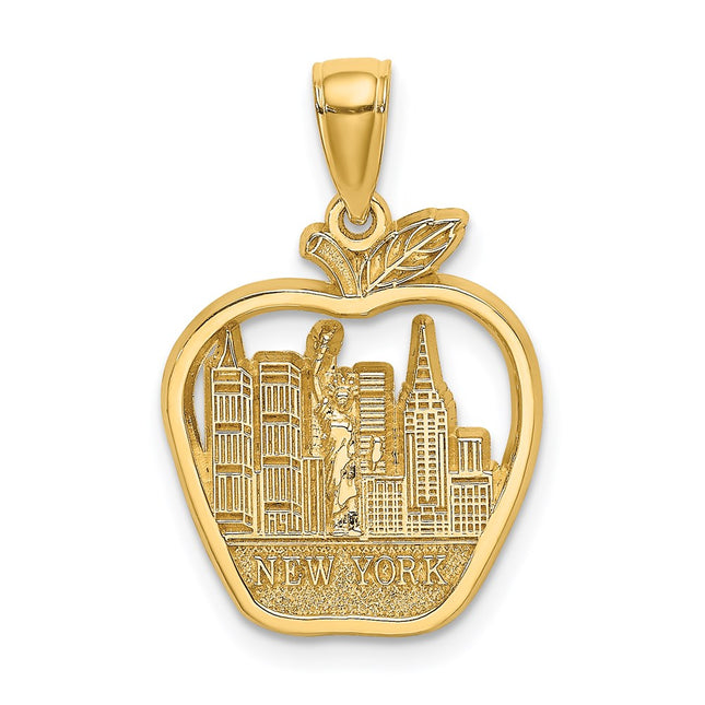 14k New York City Skyline in Apple Pendant, 18.2 x 16mm