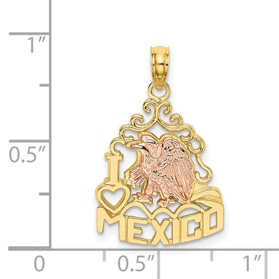 14K Two-tone I HEART MEXICO w/ Eagle Charm