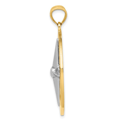 14K Two-tone Nautical Compass White Needle Charm