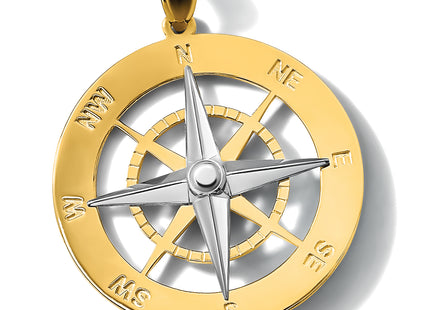 14k Two-tone Nautical Compass White Needle Charm
