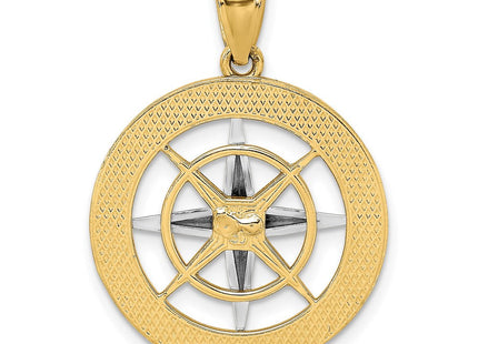 14K Nautical Compass w/White Gold Needle Charm (Style K9017)