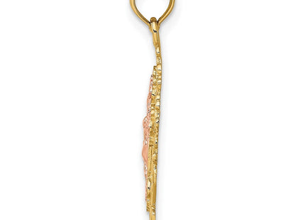 14k Two Tone w/ Lace Trim Crucifix Charm (Style K9058)