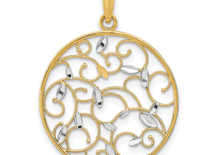 14k Yellow & Rhodium Pendants Style K9076 - Classique Jewelry Inc.