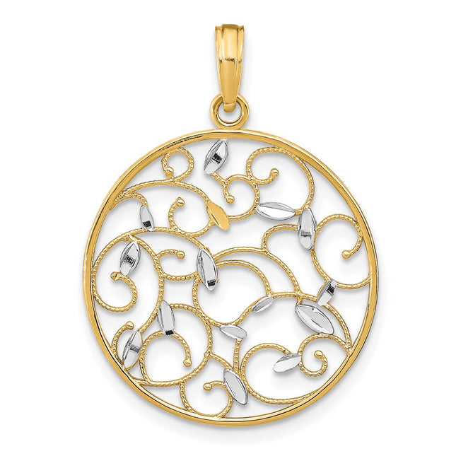 14k Yellow & Rhodium Pendants Style K9076 - Classique Jewelry Inc.