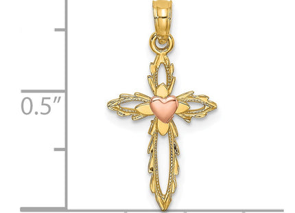 14K gold cross charm, another view
