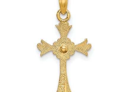 14k Two-Tone Cross w/ Heart Charm, 18.8 x 12mm