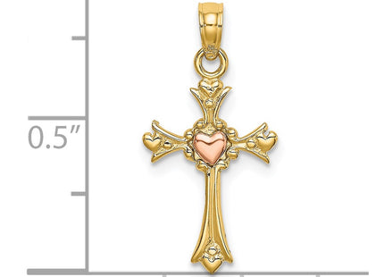 14K gold cross charm, another view