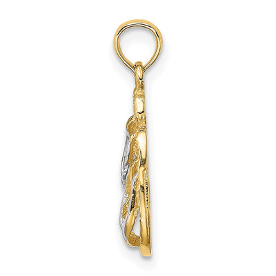 14K with White Rhodium 3D SANIBEL ISLAND Double Flip Flop Charm