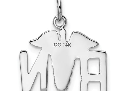14K white gold charm, another view