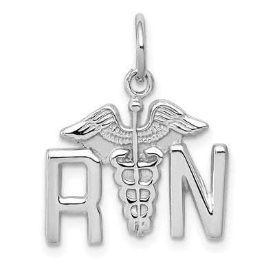 14K White Gold RN Charm, 20 x 20mm