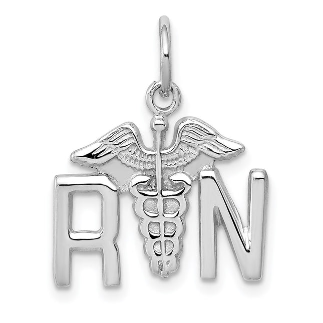 14k White Gold RN Charm, 20 x 20mm