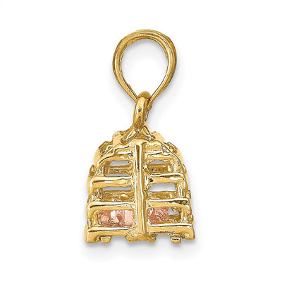 14K Two-Tone Moveable 3-D Lobster(Pink)In Trap, 16 x 11.9mm