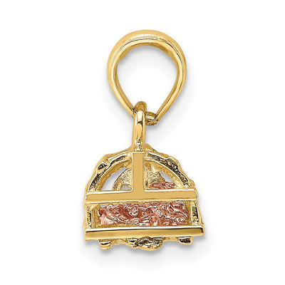 14K Two-Tone Moveable 3-D Lobster(Pink)In Trap, 14 x 10.3mm