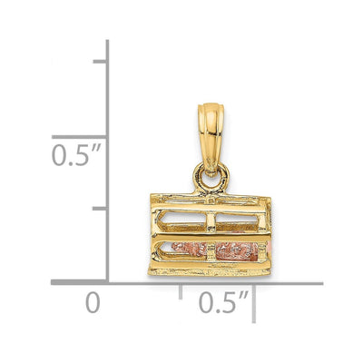 14K Two-Tone Moveable 3-D Lobster(Pink)In Trap, 14 x 10.3mm
