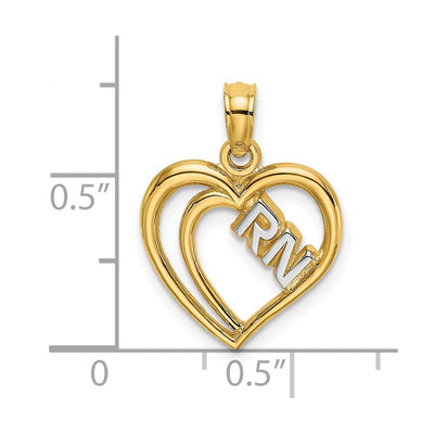 14K w/Rhodium RN Inside Double Hearts Charm