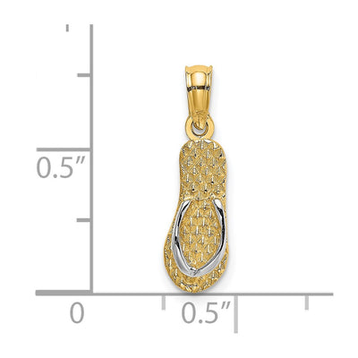 14K with White Rhodium 3D HAWAII Single Flip-Flop Charm