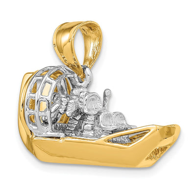 14K Two-Tone 3-D Airboat Charm