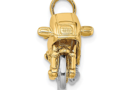 14k Two-tone 3-D Moveable Motorcycle Charm (Style K9162)