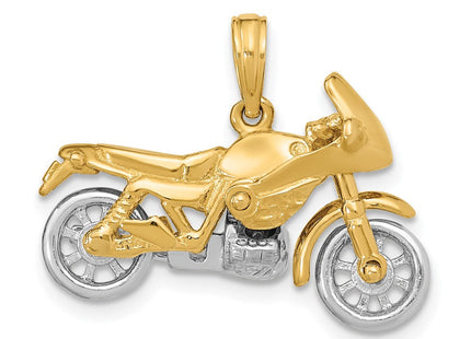14k Two-tone 3-D Moveable Motorcycle Charm (Style K9162)