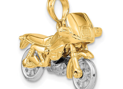 14k Two-tone 3-D Moveable Motorcycle Charm (Style K9162)