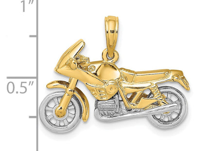 14k Two-tone 3-D Moveable Motorcycle Charm (Style K9162)