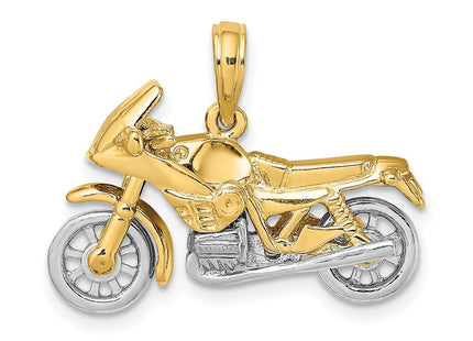 14k Two-tone 3-D Moveable Motorcycle Charm (Style K9162)