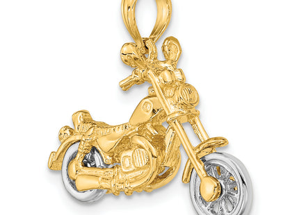 14k Two-tone 3-D Moveable Motorcycle Charm, 16.78 x 25.45mm