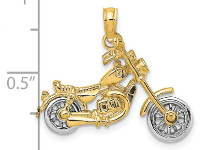 14k Two-tone 3-D Moveable Motorcycle Charm, 16.78 x 25.45mm