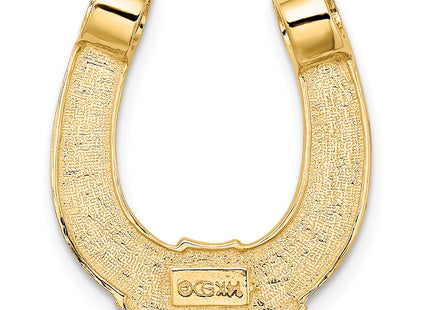 14k w/ Rhodium Horseshoe Chain Slide Charm, 22.52 x 19.96mm