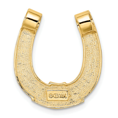 14K w/ Rhodium Horseshoe Chain Slide Charm, 22.52 x 19.96mm