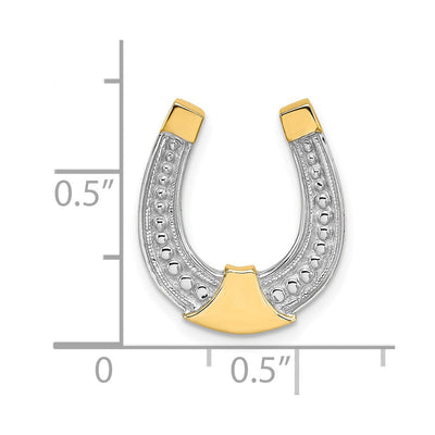 14K w/ Rhodium Horseshoe Chain Slide Charm, 23.57 x 15.55mm