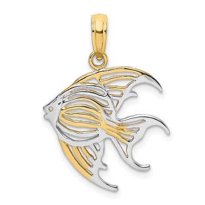 14K w/ Rhodium Cut-Out Angelfish Charm