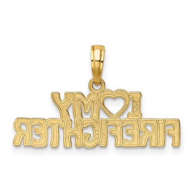 14K I Love MY Firefighter Charm, 8.8 x 26.4mm