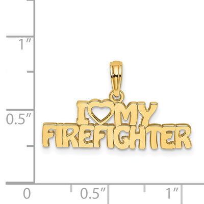 14K I Love MY Firefighter Charm, 8.8 x 26.4mm