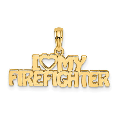 14K I Love MY Firefighter Charm, 8.8 x 26.4mm