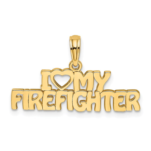 14k I Love MY Firefighter Charm, 8.8 x 26.4mm