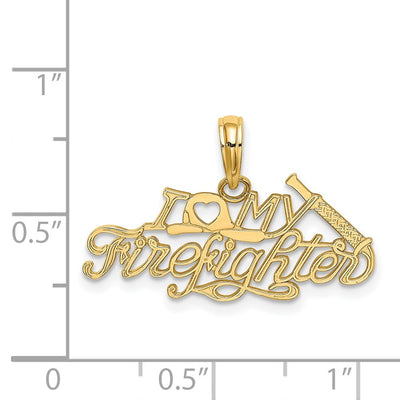 14K I Love MY Firefighter Charm, 9.9 x 26mm