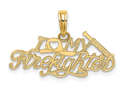 14k I LOVE MY FIREFIGHTER Charm (Style K925)