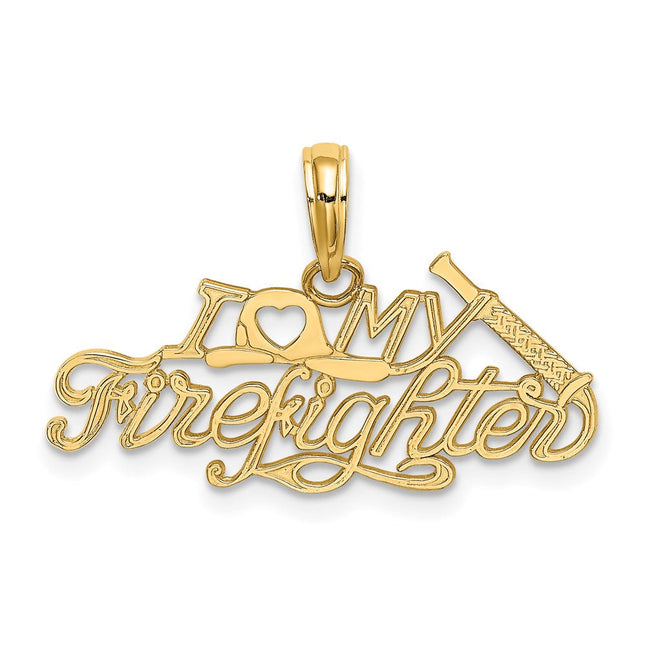 14k I Love MY Firefighter Charm, 9.9 x 26mm