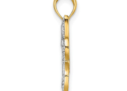 14k w/Rhodium Butterfly w/ White Beaded Wings Charm (Style K9263)