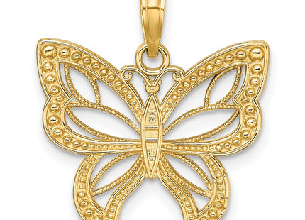 14k w/Rhodium Butterfly w/ White Beaded Wings Charm (Style K9263)