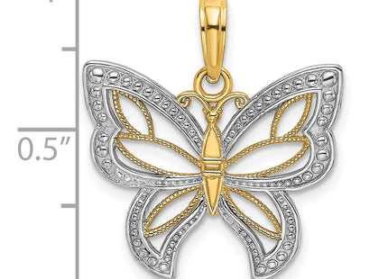 14k w/Rhodium Butterfly w/ White Beaded Wings Charm (Style K9263)
