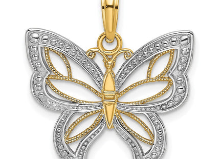 14k w/Rhodium Butterfly w/ White Beaded Wings Charm (Style K9263)