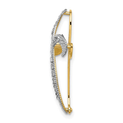 14K w/Rhodium Diamond-Cut Twisted Cross Charm