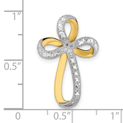14K w/Rhodium Diamond-Cut Twisted Cross Charm