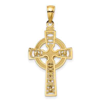 14K Two-tone Celtic Crucifix w/ Eternity Circle Charm