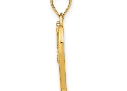 14k w/Rhodium Diamond-cut Heart Charm (Style K9295)
