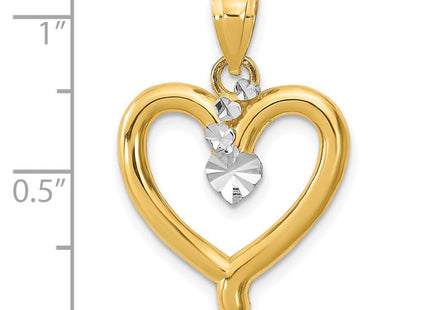 14k w/Rhodium Diamond-cut Heart Charm (Style K9295)