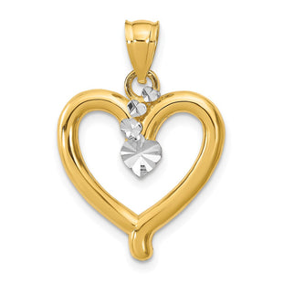 14k w/Rhodium Diamond-cut Heart Charm (Style K9295)